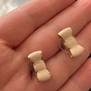 Authentic Kate Spade Pink with Gold Accent Bow Earrings